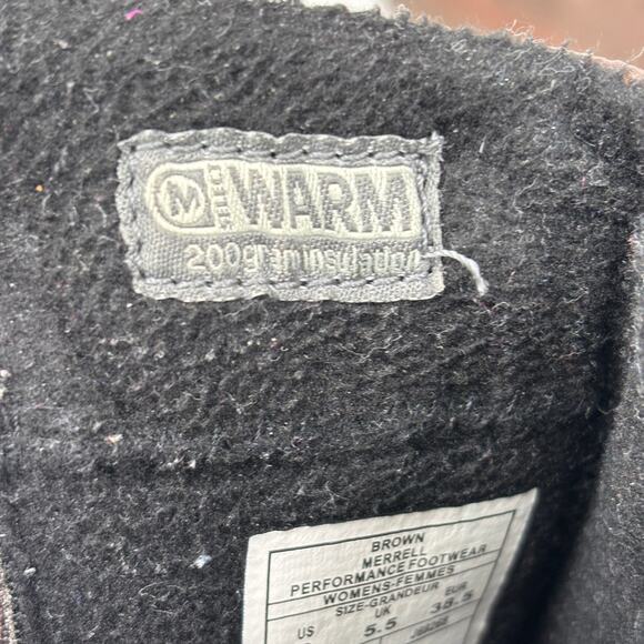 Merrell Dewbrook Boots Size 8 Brown Leather Insulated Waterproof Winter Side Zip - Picture 12 of 12